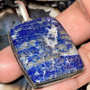 Square Dark Blue Lapis Lazuli Crystal Pendant 2”